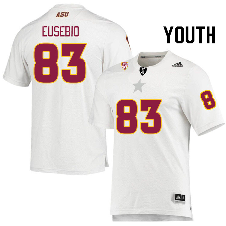 Youth #83 Derek Eusebio Arizona State Sun Devils College Football Jerseys Stitched Sale-White - Click Image to Close